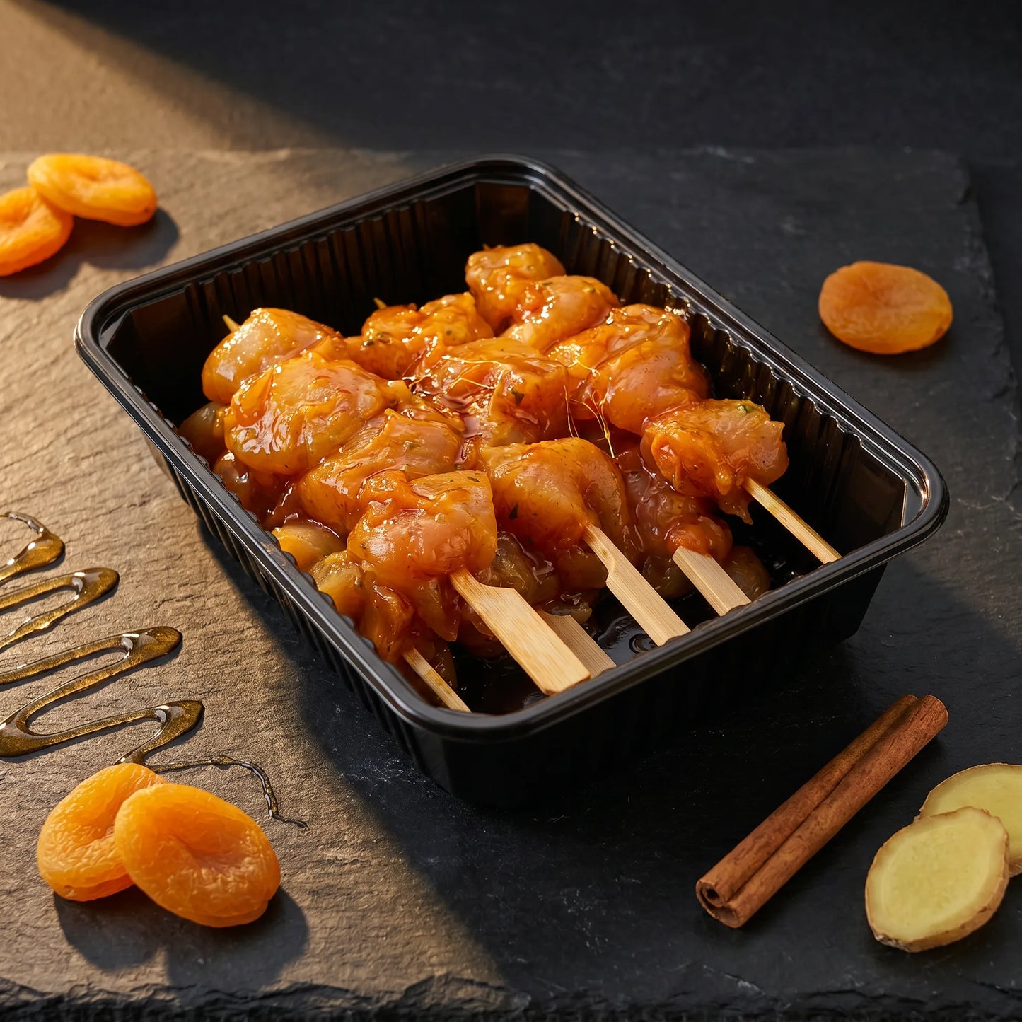 Brochette Miel Abricot — poulet mariné Poulet Minute