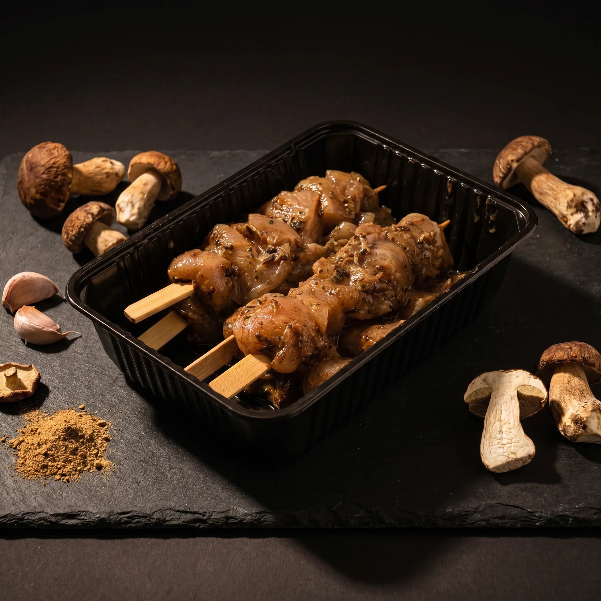 Brochette Cepes — poulet mariné Poulet Minute