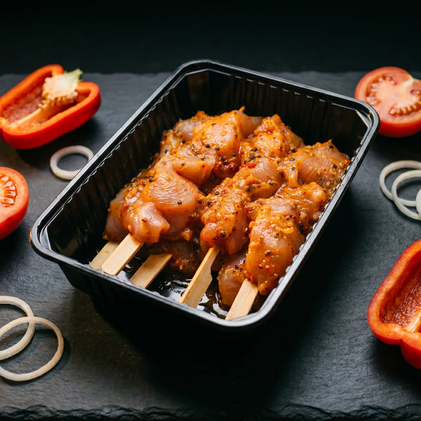 Brochette Masala, poulet mariné frais, saveur épicée
