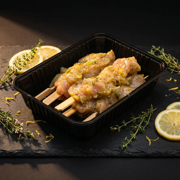 Brochette Thym Citron, poulet mariné frais, saveur classique