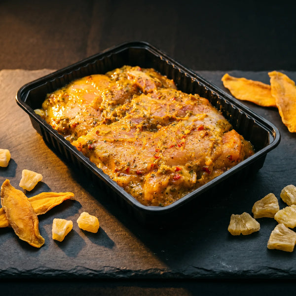 Haut de cuisse Mangue Ananas, poulet mariné frais, saveur sucré-salé